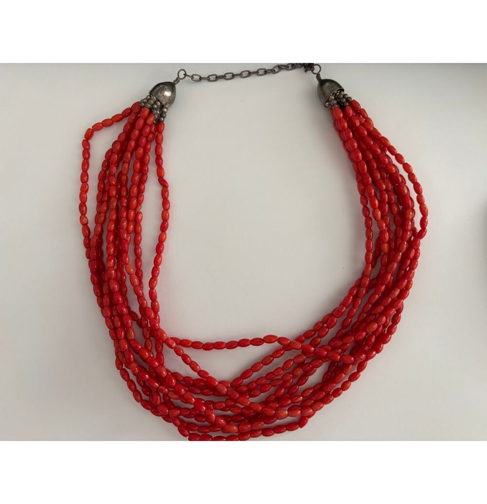 DTR Jay King Sterling Silver Red Coral Torsade Necklace